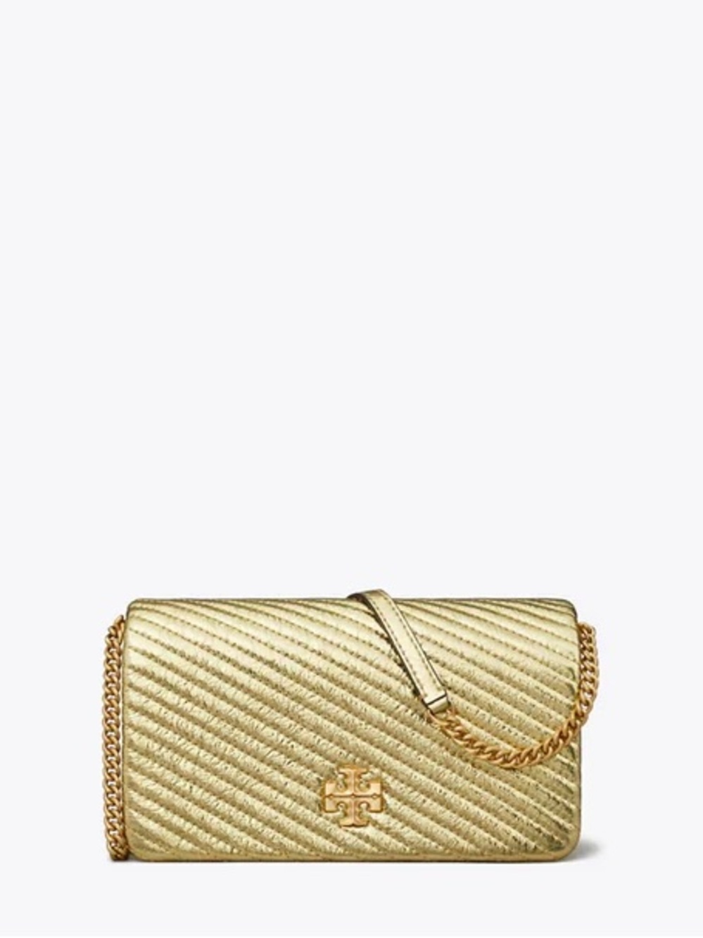 Tory Burch Kira Metallic Moto Quilt Chain Wallet